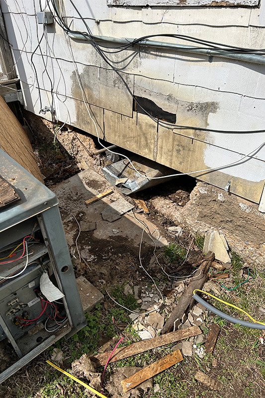 Damaged foundation before resurfacing in Oklahoma